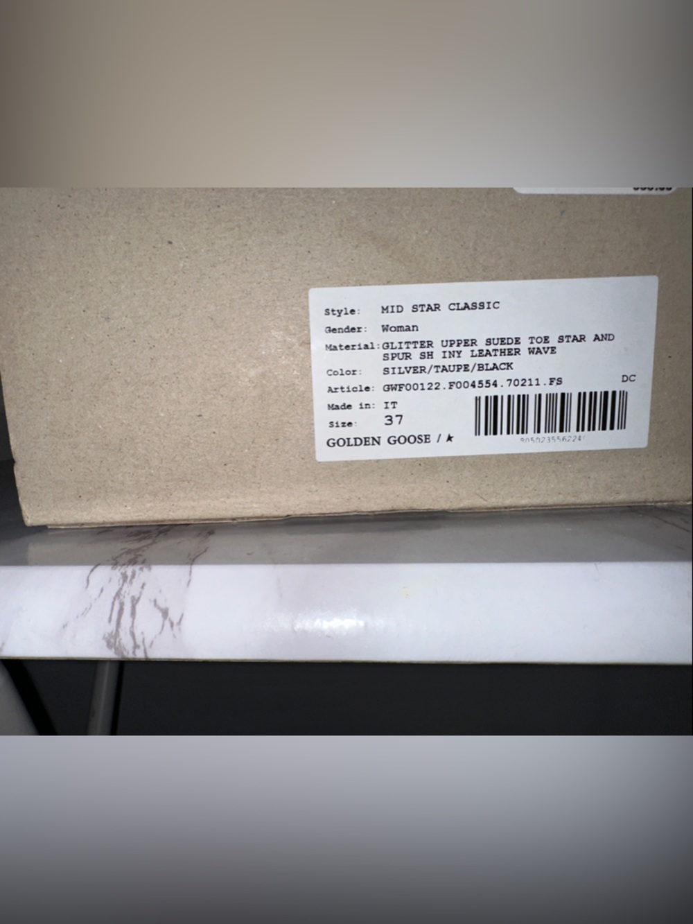 Golden Goose Silver Glitter High-Top Sneakers with Black Stripe - Picture 7 of 7